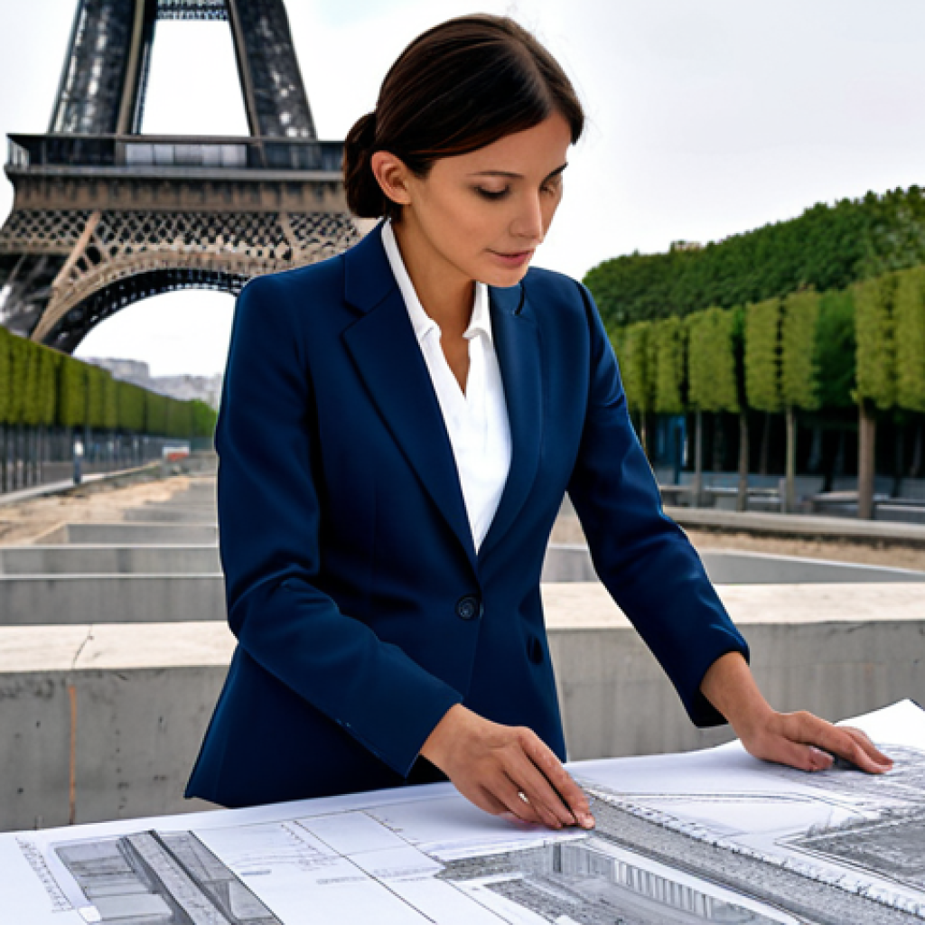 TOPIK 시험 영역별 공략법 - **

A professional French architect, fully clothed in appropriate business attire (skirt suit), revi...